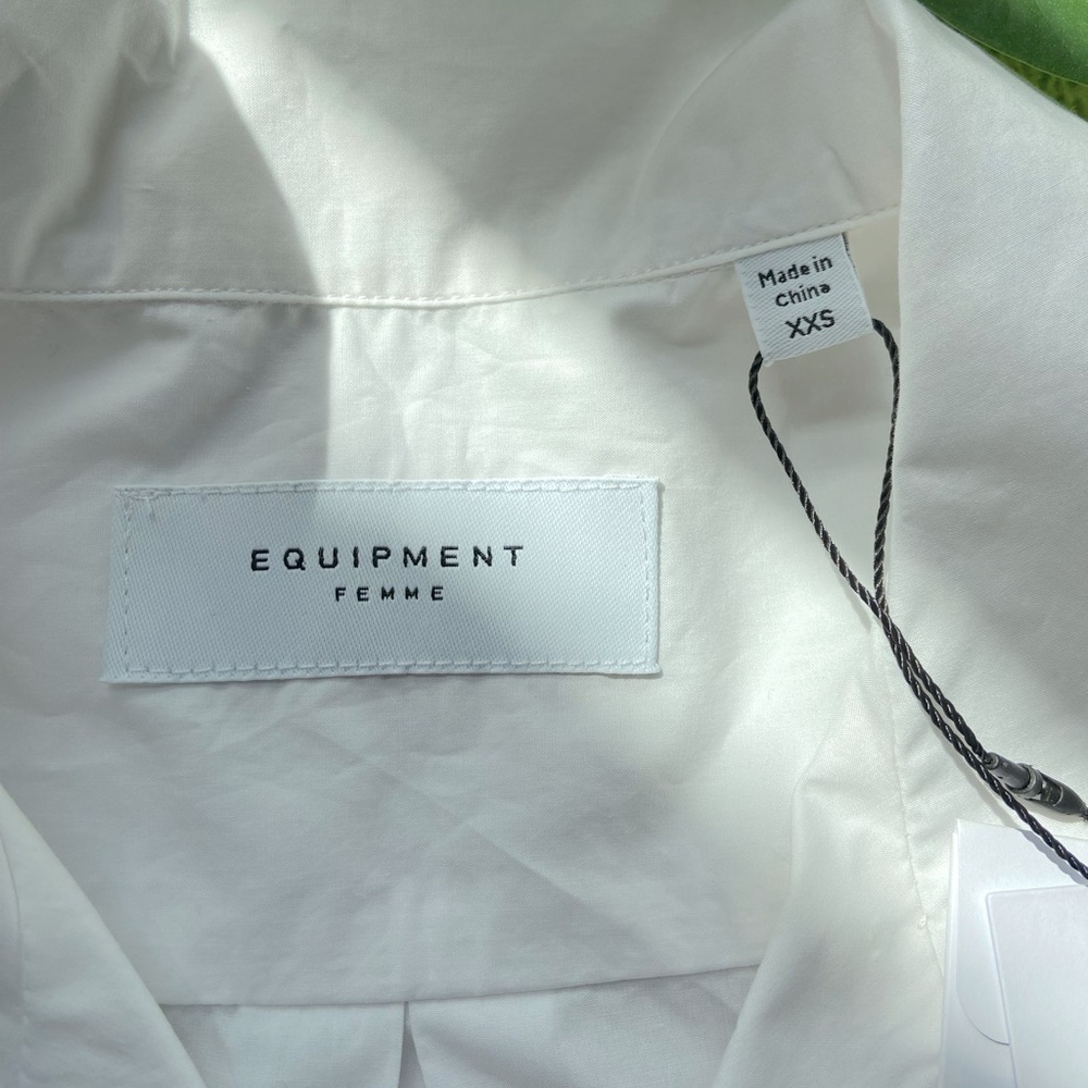 NWT Equipment | Salma Crop Button-Up Cotton Shirt - Bright White (XXS) - Picture 6 of 8